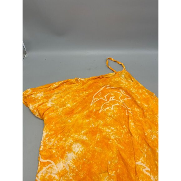 sleeveless dress yellow white Dolphine fringe knee high no size tag medium READ - Picture 8 of 9